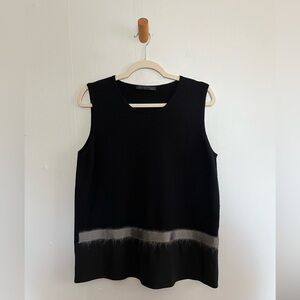 Fabiana Filippi Womens Black Feather Metallic sleeveless top Size L